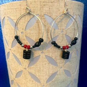 Black and Red silver earrings